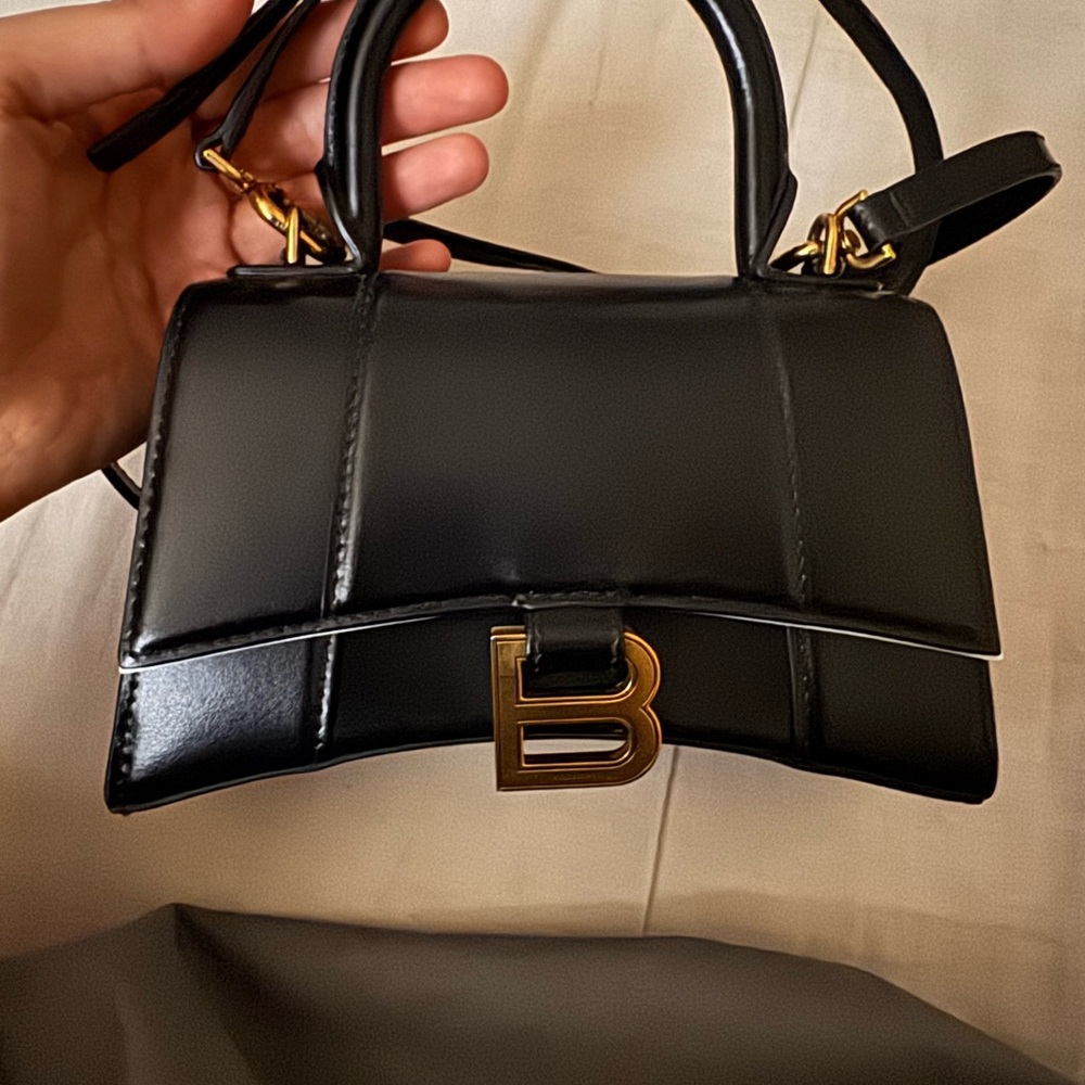 Balenciaga Black and Gold Shoulder Bag with Iconic Design